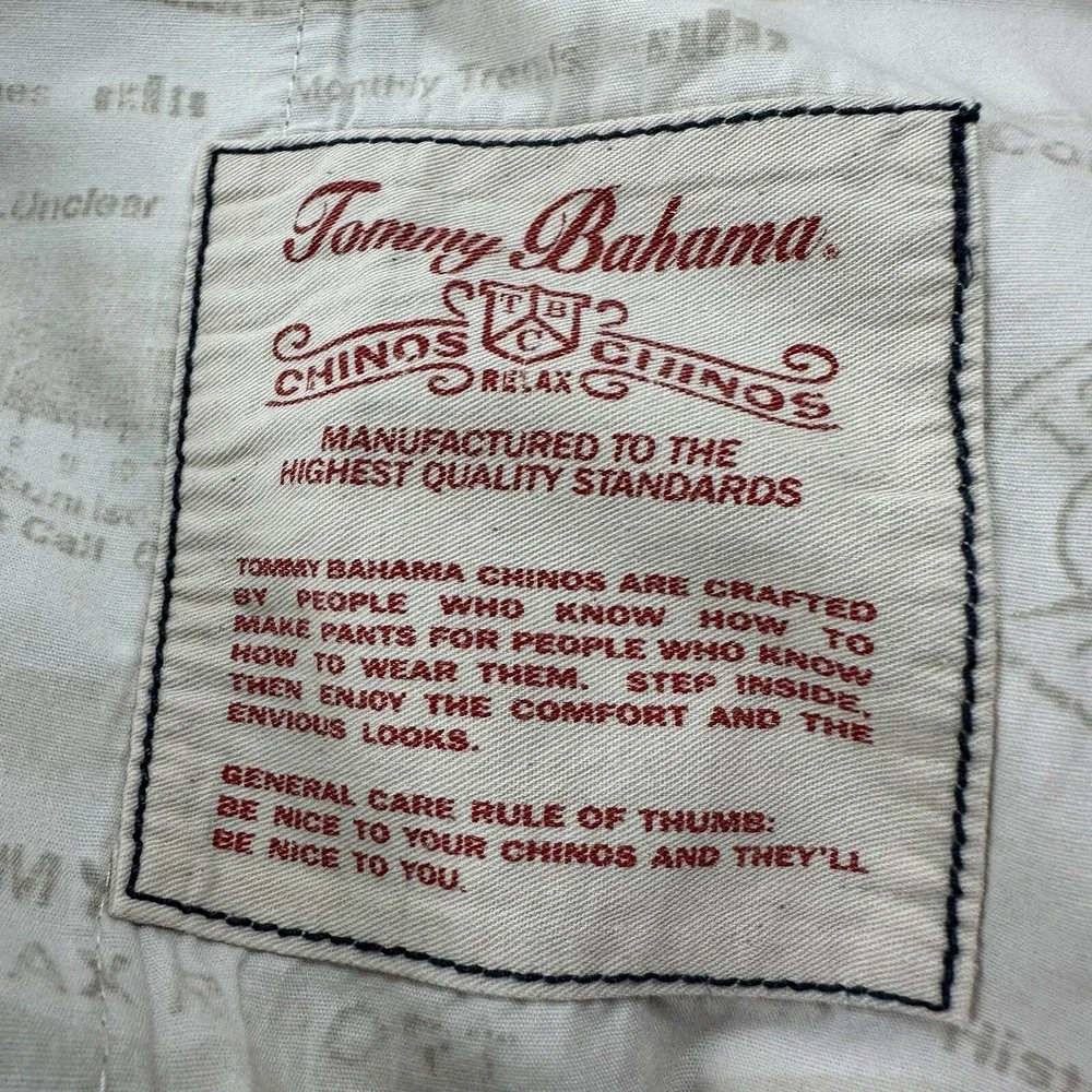 Tommy Bahama Mens TBC Relax Chinos‎ Pants 40x30 Tan Cream 100% Cotton Distressed